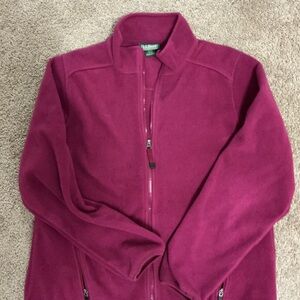 L.L. Bean Women's Deep Pink Full-Zip Teddy Fleece Jacket